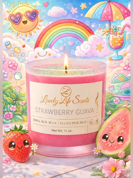 Lovely Life Scents Other - Strawberry Guava 11oz Soy Candle, Sweet Summer Scent from Lovely Life Scents